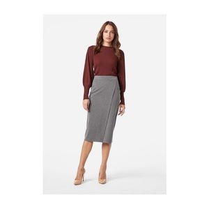 Midi Wrap Front Skirt - Charcoal